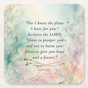 Posavasos Cuadrado De Papel Jeremiah 29:11 Biblia Verse Image
