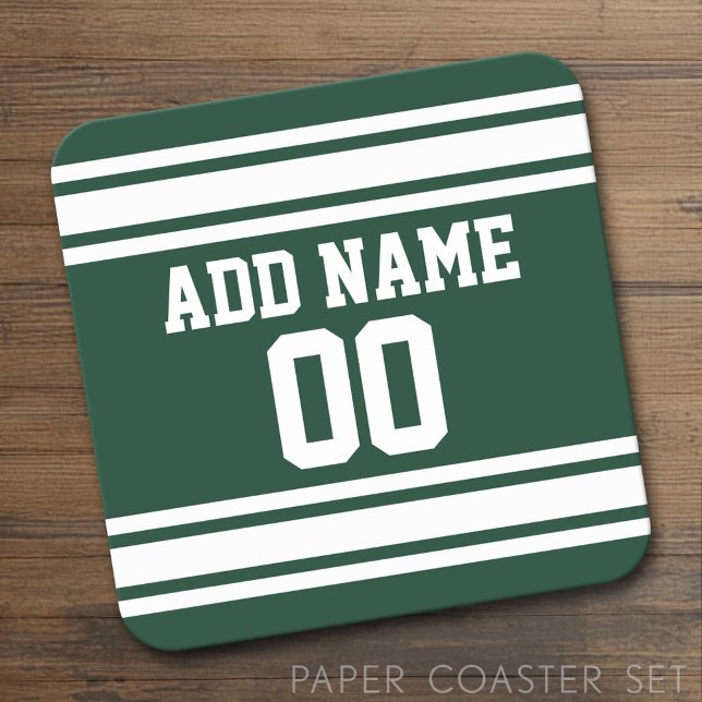 Posavasos Cuadrado De Papel Jersey de fútbol con número de nombre personalizad (Custom Coaster Set)