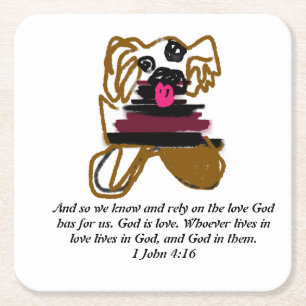 Posavasos Cuadrado De Papel Jesús amor plan alegría