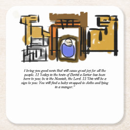 Posavasos Cuadrado De Papel Jesús nació