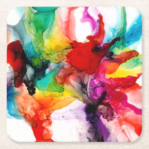 Posavasos Cuadrado De Papel Jeweltone Prisma - Acuarela