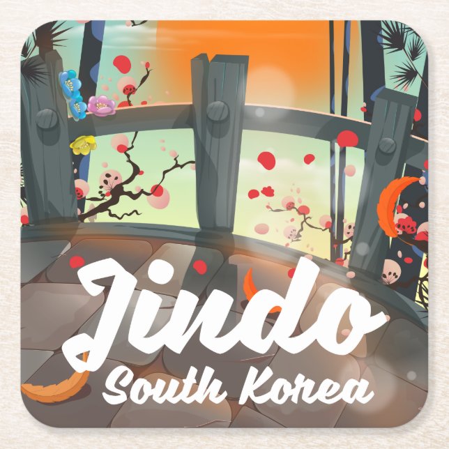 Posavasos Cuadrado De Papel Jindo South korea (Anverso)