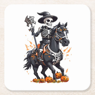 Posavasos Cuadrado De Papel Jinete de caballo esqueleto