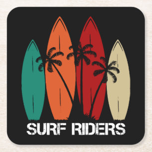 Posavasos Cuadrado De Papel Jinetes de surf