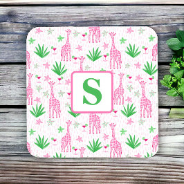 Posavasos Cuadrado De Papel Jirafas Elegantes & Cosmopolitans Monograma