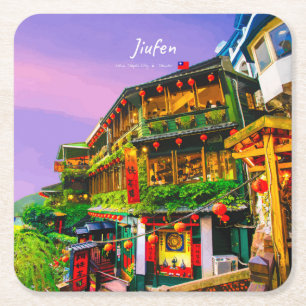 Posavasos Cuadrado De Papel Jiufen, Taiwán - Antigua Casa de Té