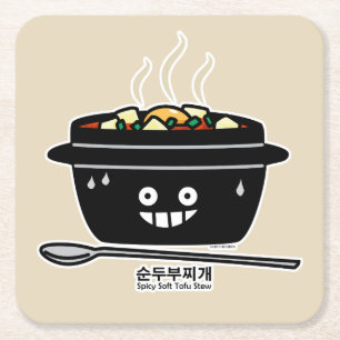 Posavasos Cuadrado De Papel Jjigae suaves picantes coreanos de Sundubu de la