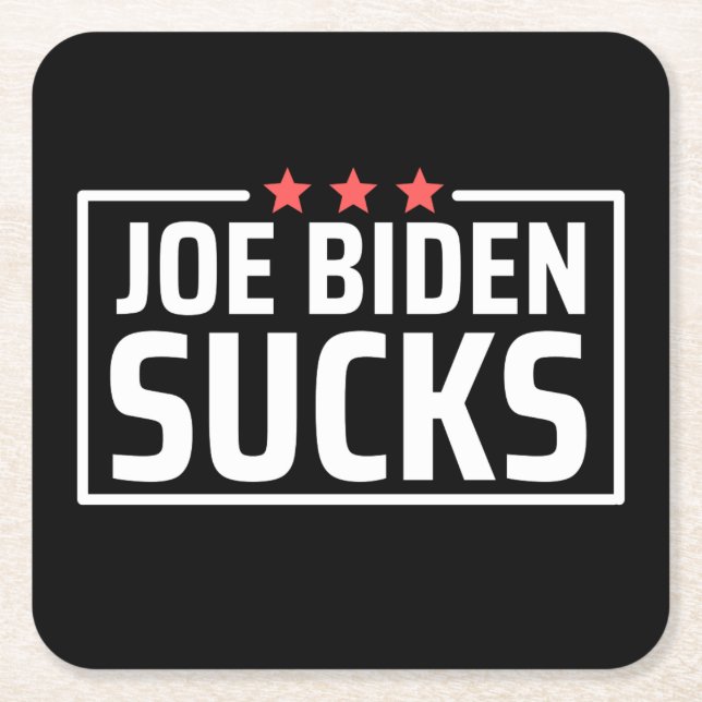 Posavasos Cuadrado De Papel joe Biden Sucks (Anverso)