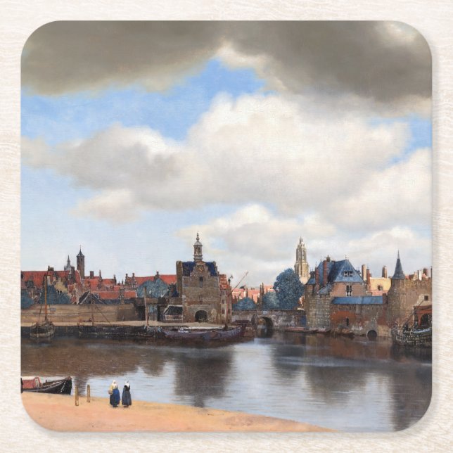 Posavasos Cuadrado De Papel Johannes Vermeer - Vista de Delft (Anverso)