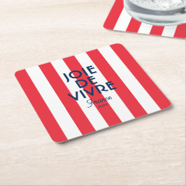 Posavasos Cuadrado De Papel Joie De Vivre Francia Red Cabana Stripe Francés