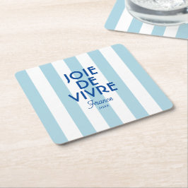 Posavasos Cuadrado De Papel Joie De Vivre Nice Blue Cabana Stripe French