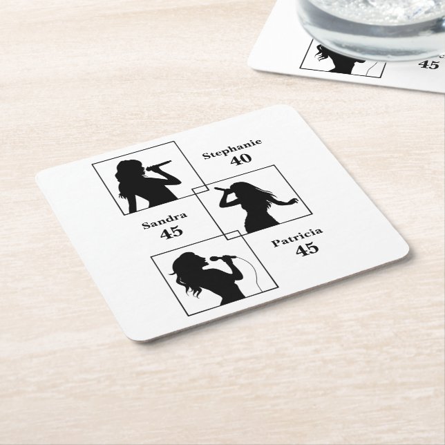 Posavasos Cuadrado De Papel Joint Birthday Triple the Fun Minimalist Black (En perspectiva)