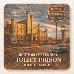 Posavasos Cuadrado De Papel Joliet Prison Route 66 accesorios de bar