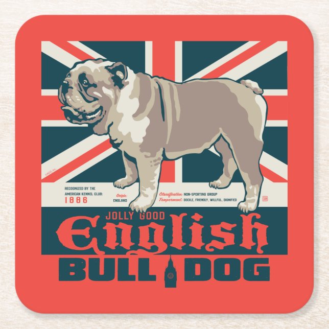Posavasos Cuadrado De Papel Jolly Good English Bulldog (Anverso)