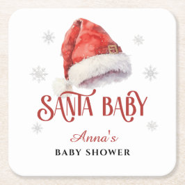 Posavasos Cuadrado De Papel Jolly Santa Hat Baby Shower bar de bebidas