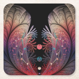 Posavasos Cuadrado De Papel Jonglage Resumen arte fractal moderno de fantasía