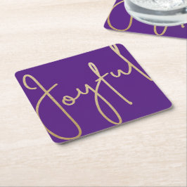 Posavasos Cuadrado De Papel JOYFUENTE Faux de oro Relieve metalizado en morado