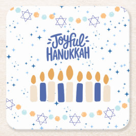 Posavasos Cuadrado De Papel Joyful Hanukkah