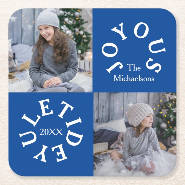 Posavasos Cuadrado De Papel Joyous Yuletide 2 Photo (Anverso)