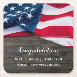Posavasos Cuadrado De Papel Jubilación Patriótica Bandera Americana Militar