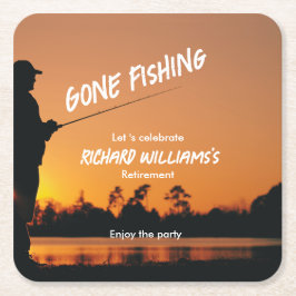 Posavasos Cuadrado De Papel Jubilación Pescador Jubilado Jugador Jubilado Juer