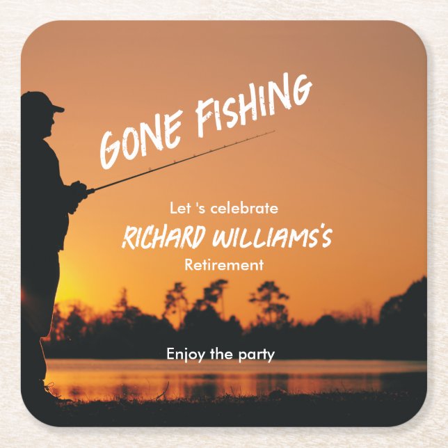 Posavasos Cuadrado De Papel Jubilación Pescador Jubilado Jugador Jubilado Juer (Anverso)