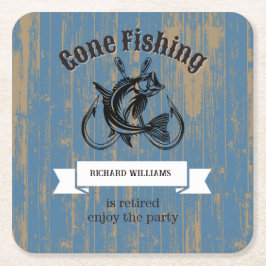 Posavasos Cuadrado De Papel Jubilación Pesquera Rústica Jubilada