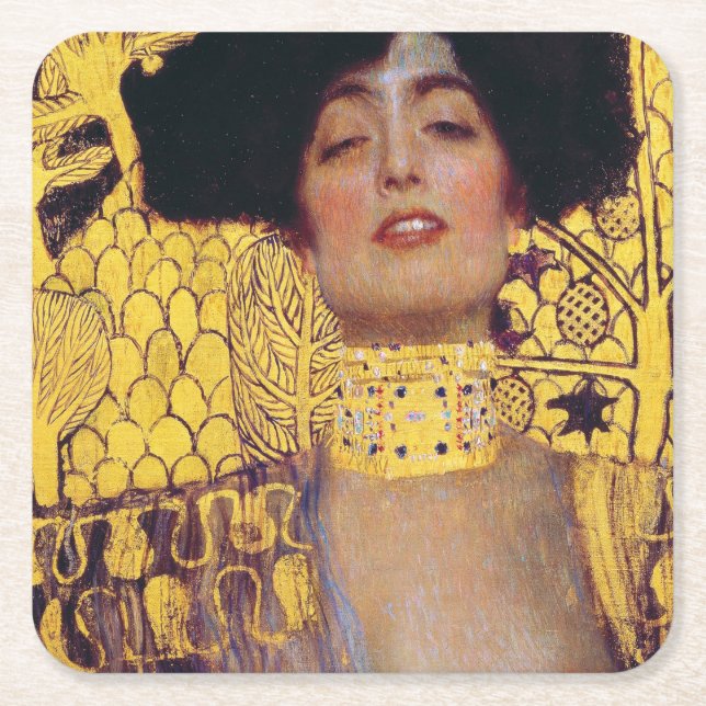 Posavasos Cuadrado De Papel Judith (Lady in Gold), Gustav Klimt (Anverso)