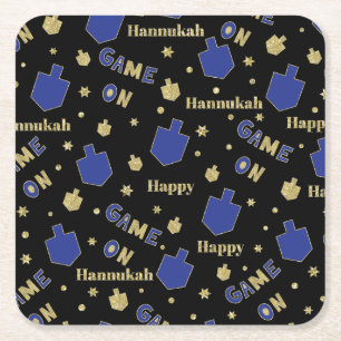 Posavasos Cuadrado De Papel Juego Chanukah en Dreidels