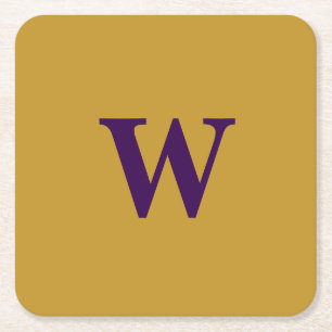 Posavasos Cuadrado De Papel Juego de aletas de oro Purple Inicial