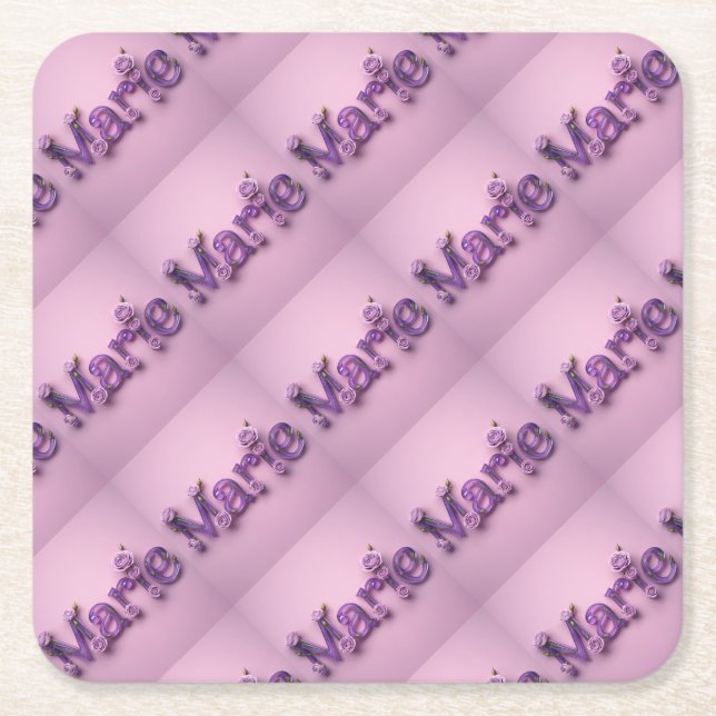 Posavasos Cuadrado De Papel juego de aletas rosadas Marie Purple (Anverso)