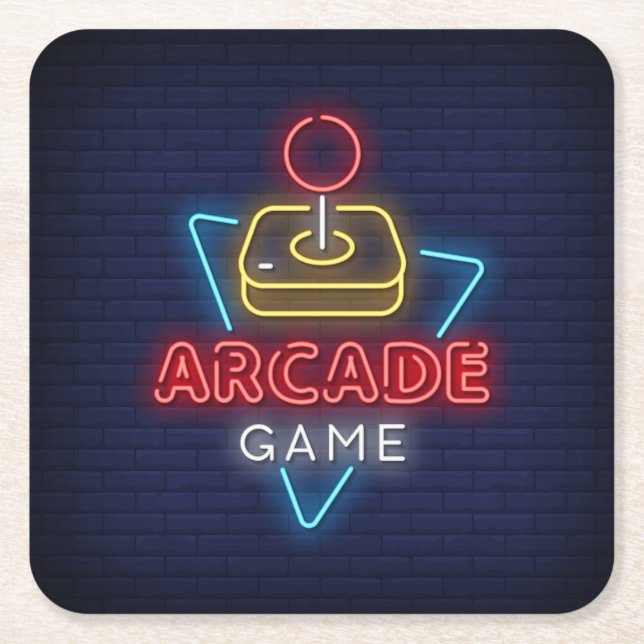 Posavasos Cuadrado De Papel Juego de arcada clásico muy divertido con Joystick (Anverso)