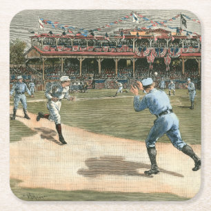 Posavasos Cuadrado De Papel Juego de Béisbol de la Liga Nacional 1886