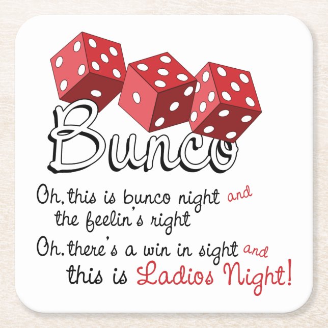 Posavasos Cuadrado De Papel Juego de dados Bunco (Anverso)