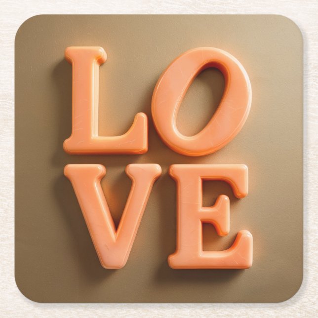 Posavasos Cuadrado De Papel Juego de escayola Naranja Love Gold (Anverso)