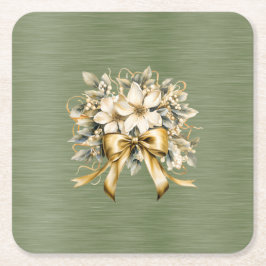 Posavasos Cuadrado De Papel Juego de invitaciones de Winterberry blanco