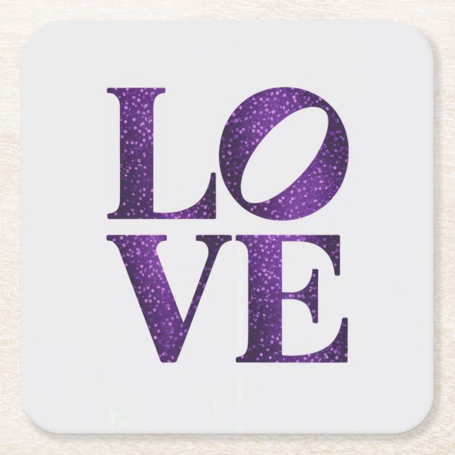 Posavasos Cuadrado De Papel Juego de la montaña rusa blanca Purple LOVE (Anverso)