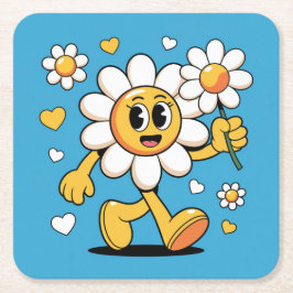 Posavasos Cuadrado De Papel Juego de la montaña rusa de la margarita