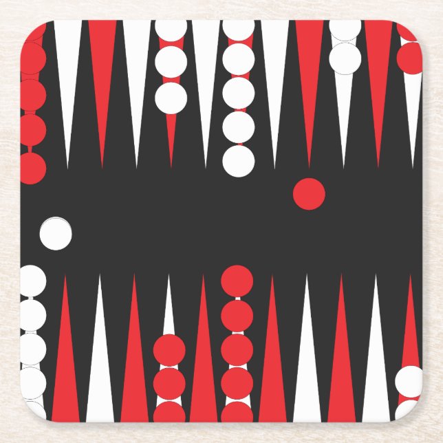Posavasos Cuadrado De Papel Juego de mesa de Backgammon Diversión (Anverso)
