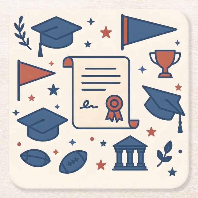 Posavasos Cuadrado De Papel Juego de montaña rusa de la Escuela de Crema Patri (Anverso)