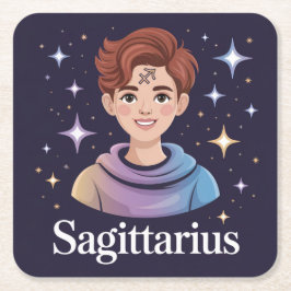Posavasos Cuadrado De Papel Juego de Pascua Azul Starry Sagittarius
