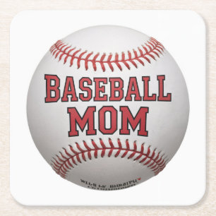 Posavasos Cuadrado De Papel Juego de Pascuas Blancas para Mamá del Béisbol