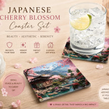 Juego de Posavasos de Paisaje de Flor de Cerezo Ja