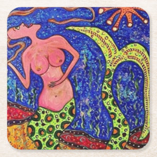 Posavasos Cuadrado De Papel Juego de Posavasos de Sirena