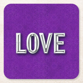 Posavasos Cuadrado De Papel Juego de Posavasos Purple Glam LOVE