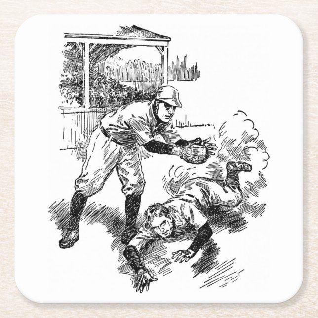 Posavasos Cuadrado De Papel Juego de ruedas de béisbol clásico (Anverso)