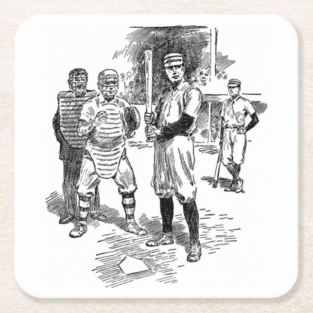 Posavasos Cuadrado De Papel Juego de ruedas de béisbol clásico (Anverso)