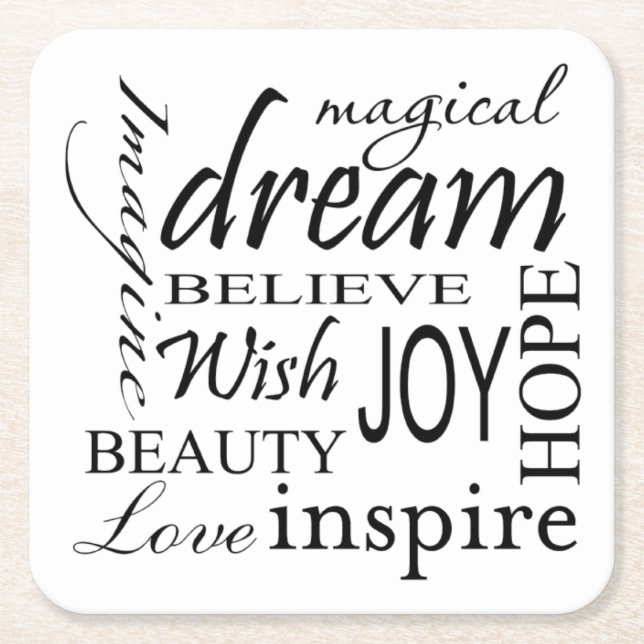 Posavasos Cuadrado De Papel Juego de seis tiras de papel - Sueño (Anverso)