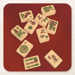 Posavasos Cuadrado De Papel Juego del Mah Jongg