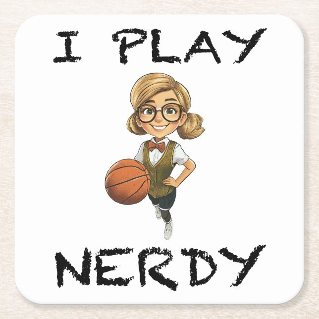 Posavasos Cuadrado De Papel Juego Nerdy (Anverso)